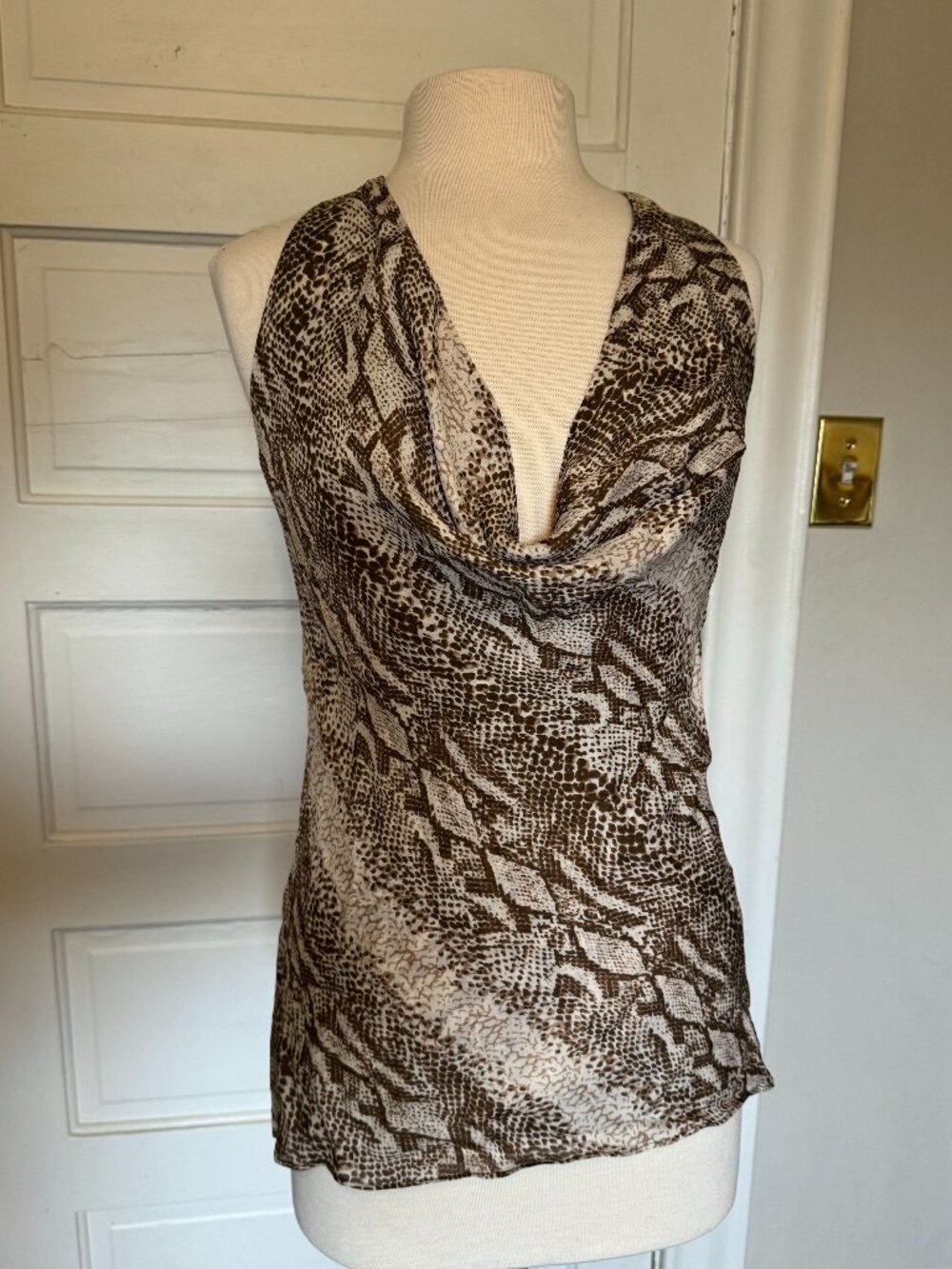 Parker 100% Silk Snake Print Racer Back Tank